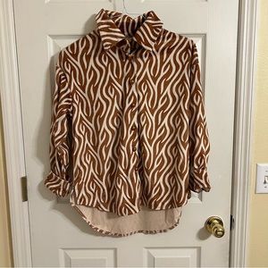 Animal print button down